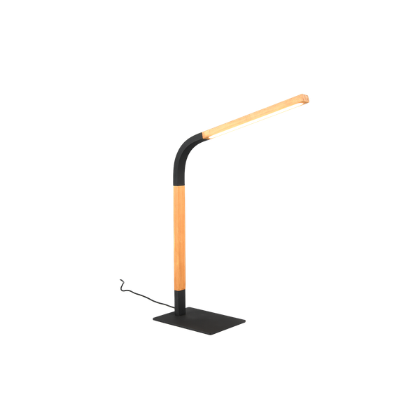 Norris LED table lamp matt black/wood image 1