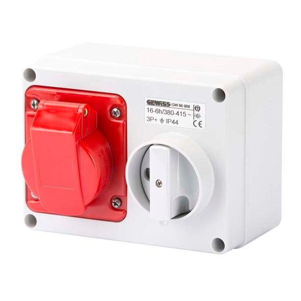 FIXED INTERLOCKED HORIZONTAL SOCKET-OUTLET - WITH BOTTOM - WITHOUT FUSE-HOLDER BASE - 3P+E 16A 380-415V - 50/60HZ 6H - IP44 image 2