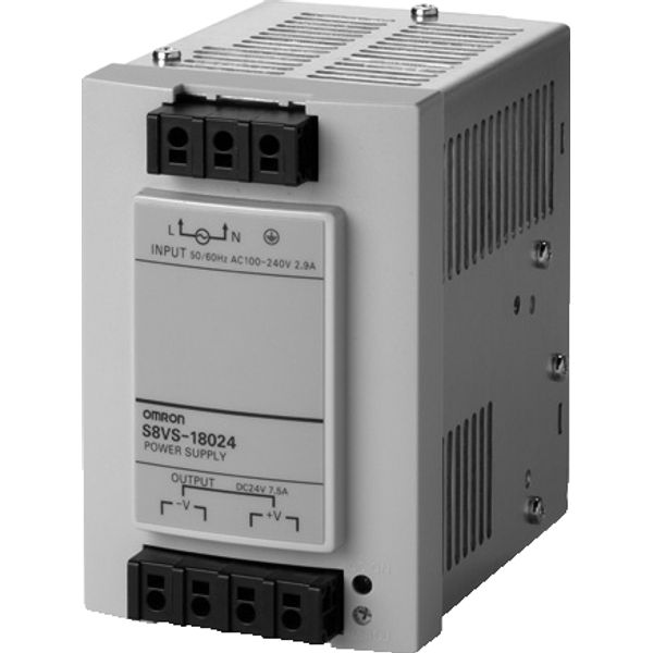 Power supply, 180W, 100-240 VAC input, 24 VDC 7.5A output, DIN rail mo image 1