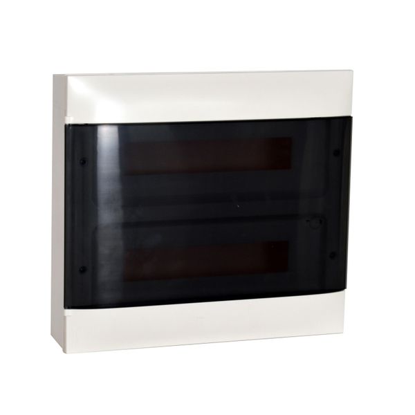 LEGRAND 2X18M SURFACE CABINET SMOKED DOOR EARTH + NEUTRAL TERMINAL BLOCK image 1