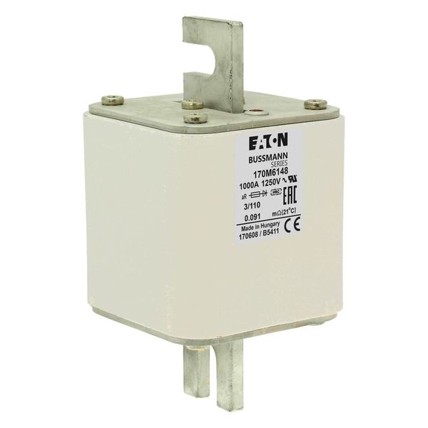 Fuse-link, high speed, 1000 A, AC 1250 V, size 3, 76 x 90 x 139 mm, aR, DIN, IEC, single indicator image 8