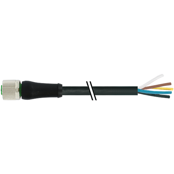 M12 Power female 0° L-cod. with cable PUR 4x2.5 bk UL/CSA+drag ch. 2m image 1