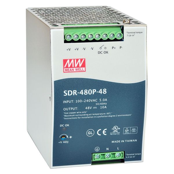 SDR-75-24 DIN rail power supply, 76W, 24V, 3.2A, MEAN WELL image 1