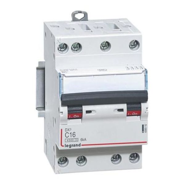 Circuit breaker DX³4500 6kA high inlet and low outlet via screw terminal - four-pole 400V~ 16A curve C - 3 modules image 1