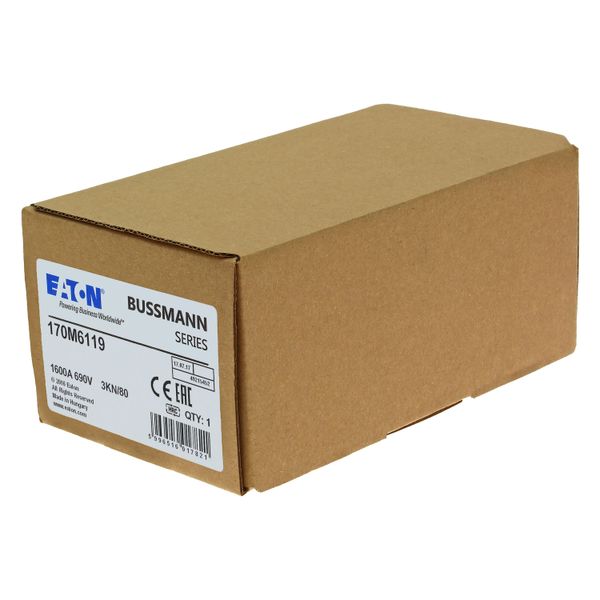 Fuse-link, high speed, 1600 A, AC 690 V, DIN 3, 76 x 92 x 109 mm, aR, DIN, IEC, single indicator image 13