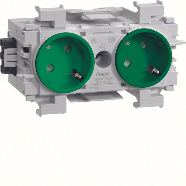 Socket-outlet 2-g. Wago f-mount green image 1