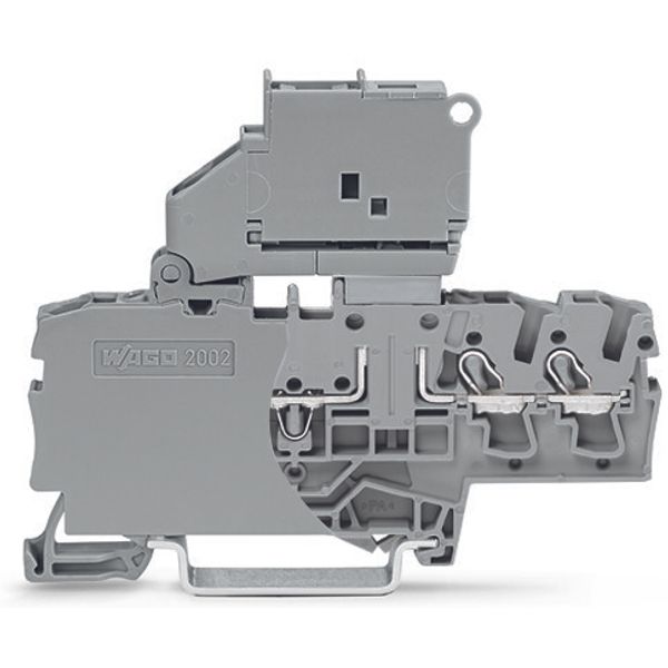 3-conductor fuse terminal block with pivoting fuse holder with end pla image 1