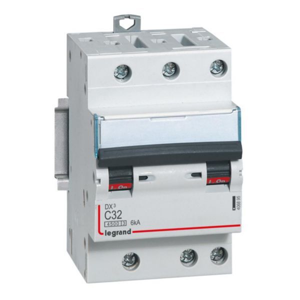 Circuit breaker DX³4500 6kA high inlet and low outlet via screw terminal - three-pole 400V~ 32A curve C - 3 modules image 1