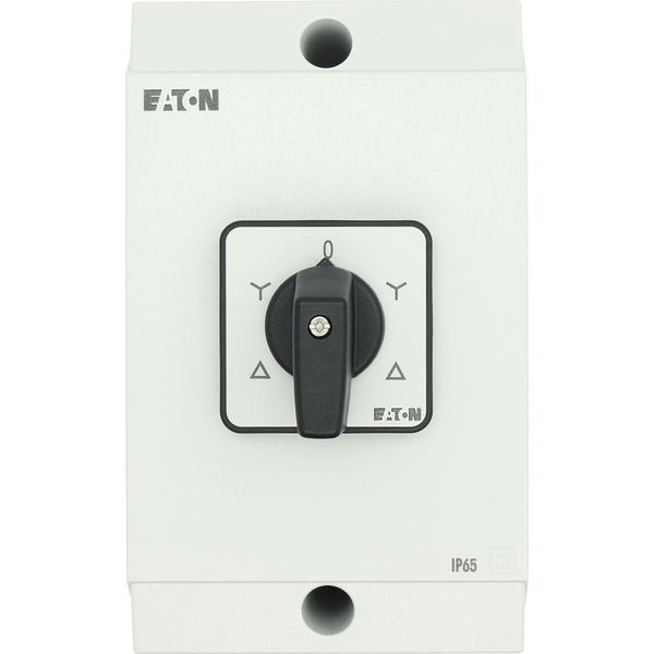 Reversing star-delta switches, T3, 32 A, surface mounting, 5 contact unit(s), Contacts: 10, 60 °, maintained, With 0 (Off) position, D-Y-0-Y-D, Design image 25