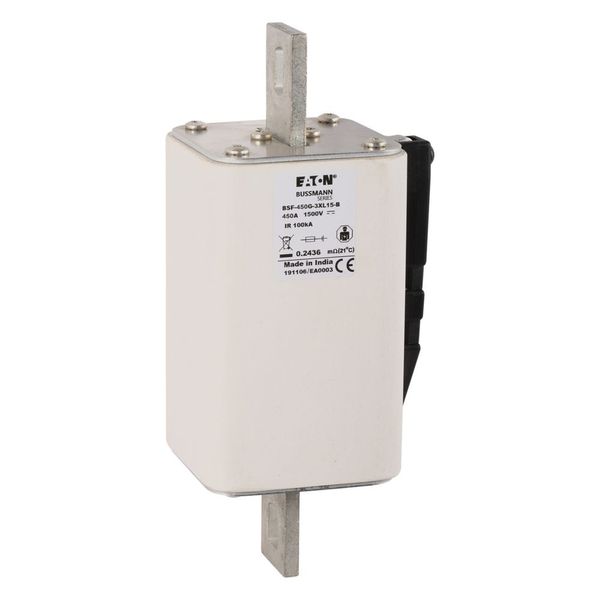 Fuse-link, high speed, 450 A, DC 1500 V, 3L, 74 x 91 x 201 mm, gBat, IEC, bolted connection image 10