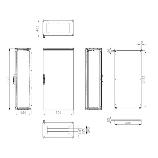 Compact enclosure 1 door IP65 H=1600 W=800 D=400 mm image 3