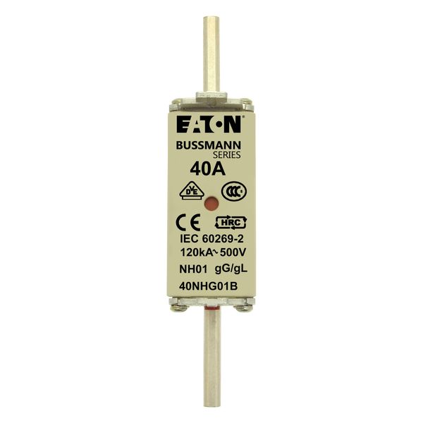 Fuse-link, LV, 40 A, AC 500 V, NH01, gL/gG, IEC, dual indicator, live gripping lugs image 14