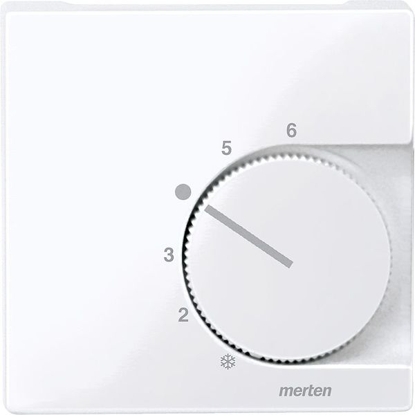 Central plate for room temperature controller insert with changeover contact, active white glossy, System M image 1