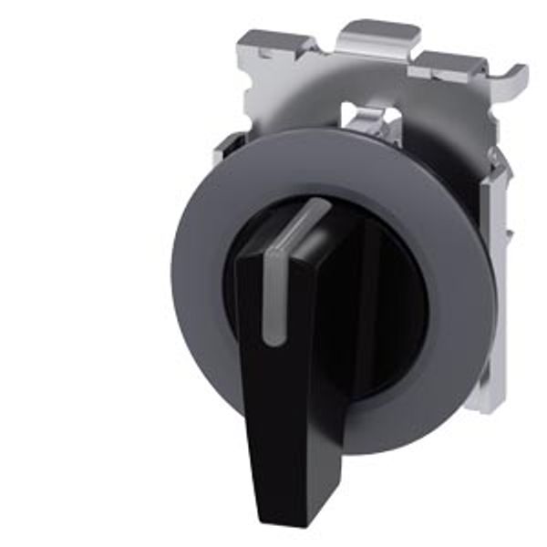 Illuminable selector switch, 30 mm, round, Metal matt, black, Selector switch long, front ring for flush  3SU1062-2EM10-0AA0-Z X90 image 2