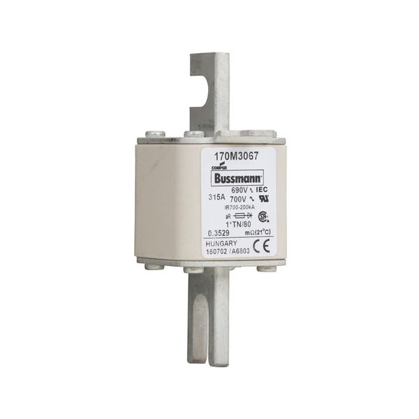 Fuse-link, high speed, 315 A, AC 690 V, compact DIN 1, 45 x 58 x 104 mm, aR, DIN, IEC, single indicator image 8