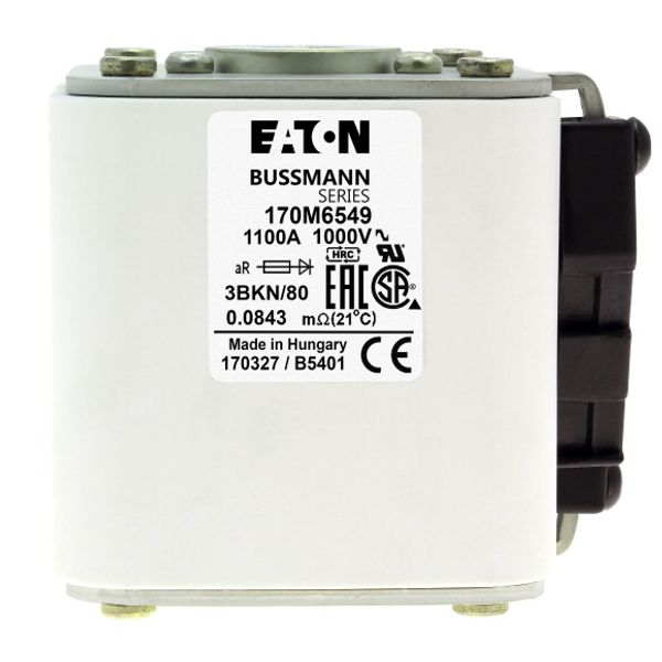 Fuse-link, high speed, 1000 A, AC 1250 V, 2 x size 3, 74 x 177 x 95 mm, aR, IEC, single indicator image 1