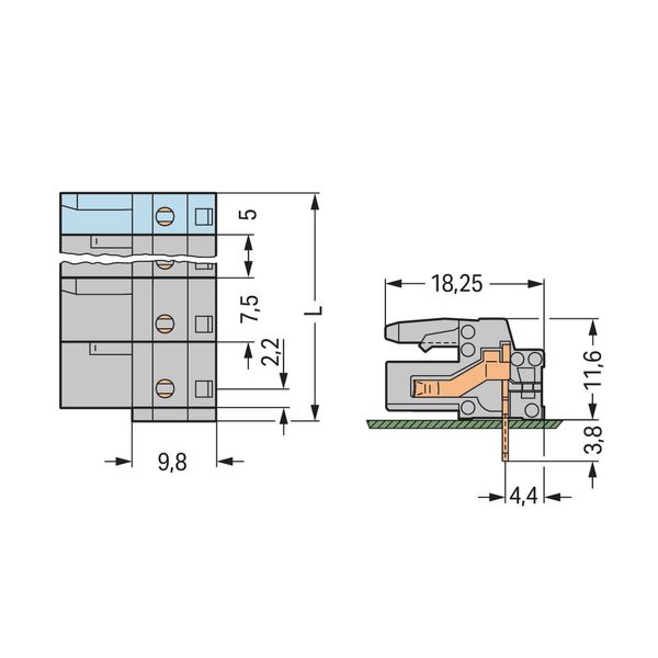 THT female header angled Pin spacing 7.5 mm gray image 2