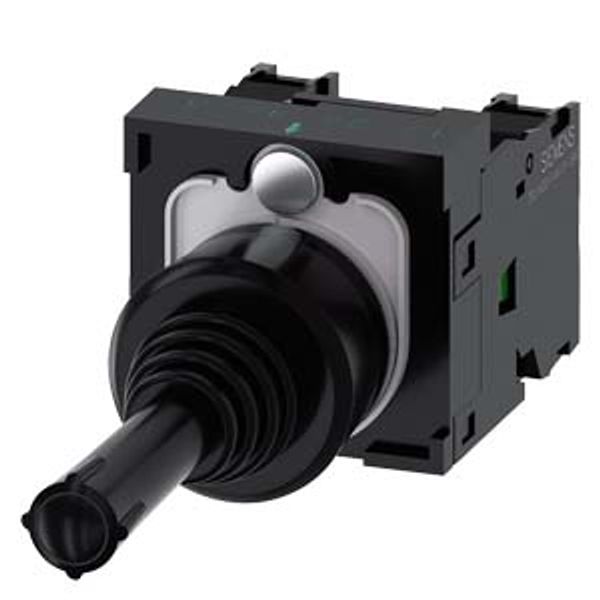 Coordinate switch, 22 mm, round, plastic, black, 2 switch positions, horizontal, momentary contact type, without mechanical interlocking in O position,  3SU1100-7AC10-1NA0-Z Y15 image 1