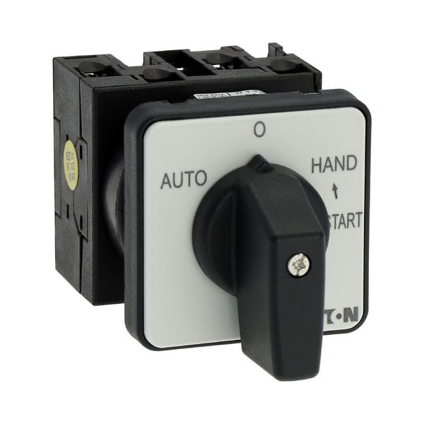 Changeover switches, T0, 20 A, flush mounting, 2 contact unit(s), Contacts: 4, With spring-return from START, 45 °, momentary/maintained, AUTO-0-HAND image 31