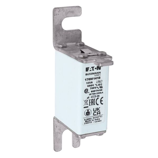 Fuse-link, high speed, 125 A, AC 690 V, DIN 000, aR, DIN, IEC, single indicator, live gripping lugs image 19