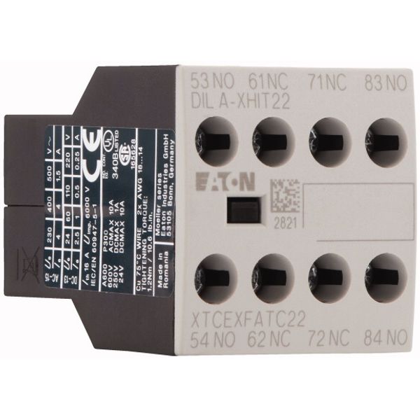 Auxiliary contact module, Type: high version, 4 pole, Ith= 16 A, 2 N/O, 2 NC, Front fixing, Screw terminals, MSC image 4