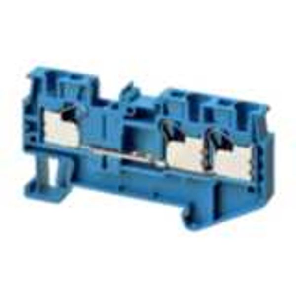 Multi conductor feed-through DIN rail terminal block with 3 push-in pl image 3