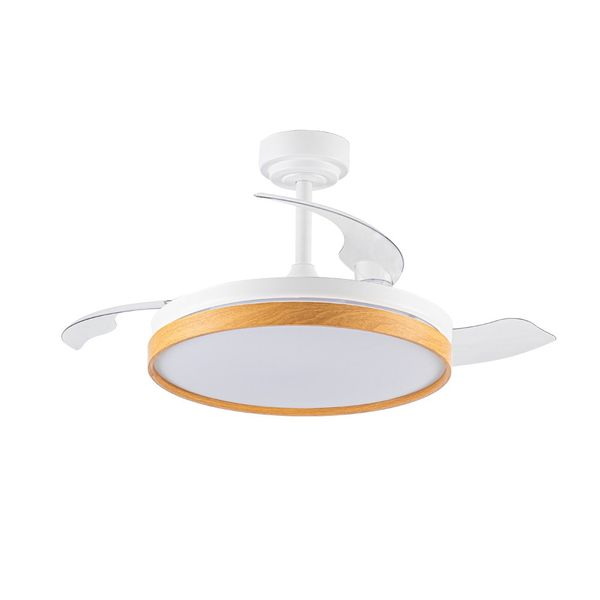 Panam LED Ceiling Fan Retractable Blades 72W 7920Lm CCT Dim Beech image 1