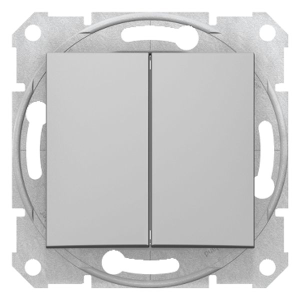 Sedna - 1pole 2-circuits switch - 10AX without frame aluminium image 1