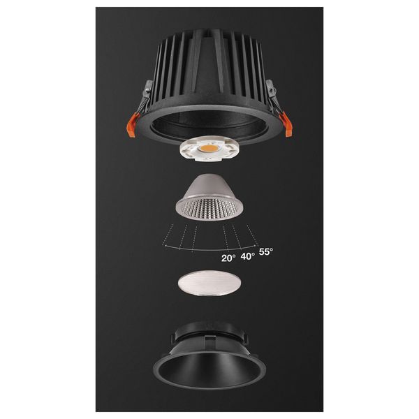 NUMINOS® DL XL, Indoor LED recessed ceiling light black/black 3000K 40° image 8
