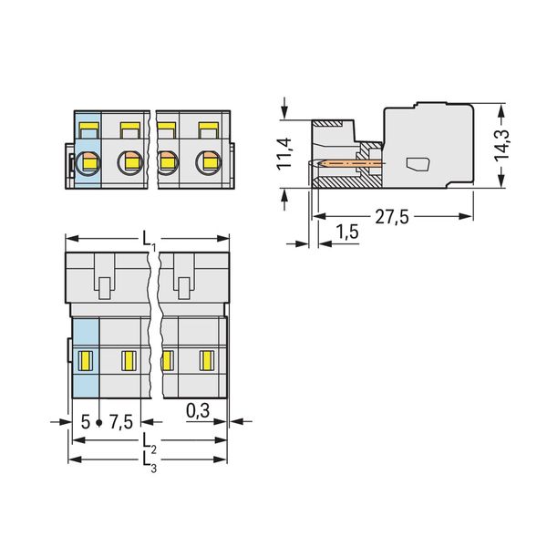 1-conductor male connector CAGE CLAMP® 2.5 mm² light gray image 2