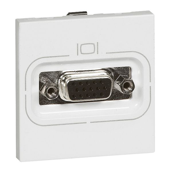 Video socket Mosaic screw-type female HD15 2 modules 15 pin white image 2