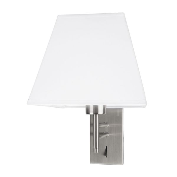 Chrome Aluminium White Shade Switch On/Off E27 1x12 Watt IP20 230 Volt L: 21 W: 25.5 H: 33 cm image 1