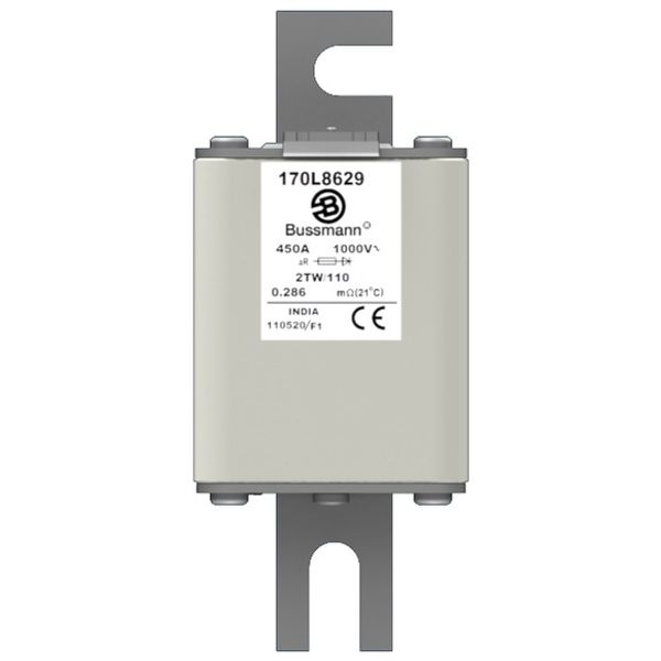 Fuse-link, high speed, 400 A, AC 1000 V, Size 2, 59 x 77 x 80 mm, aR, IEC, single indicator image 1