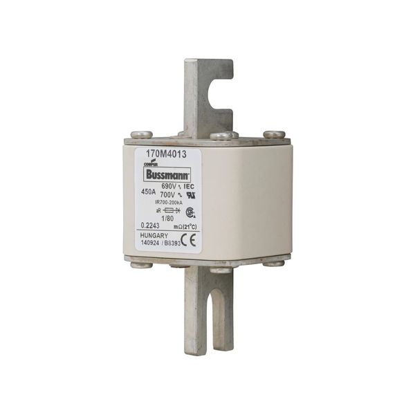 Fuse-link, high speed, 450 A, AC 690 V, DIN 1, 53 x 53 x 108 mm, aR, DIN, IEC, single indicator image 10