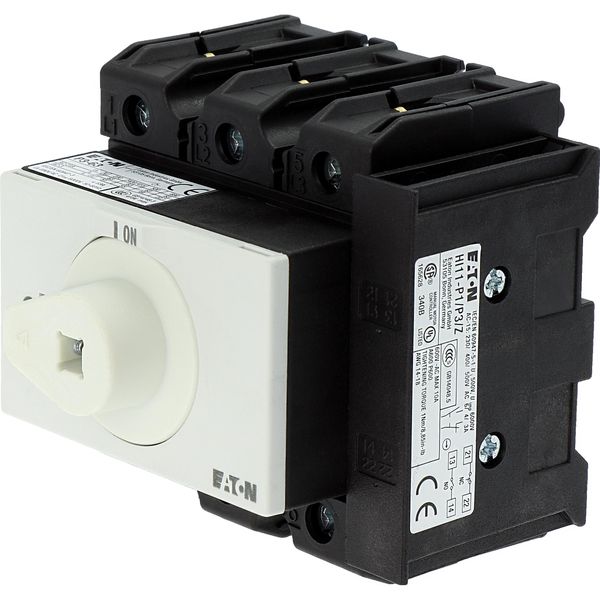 Main switch, P3, 63 A, rear mounting, 3 pole, 1 N/O, 1 N/C, STOP function, with black rotary handle and lock ring (K series), Lockable in the 0 (Off) image 10