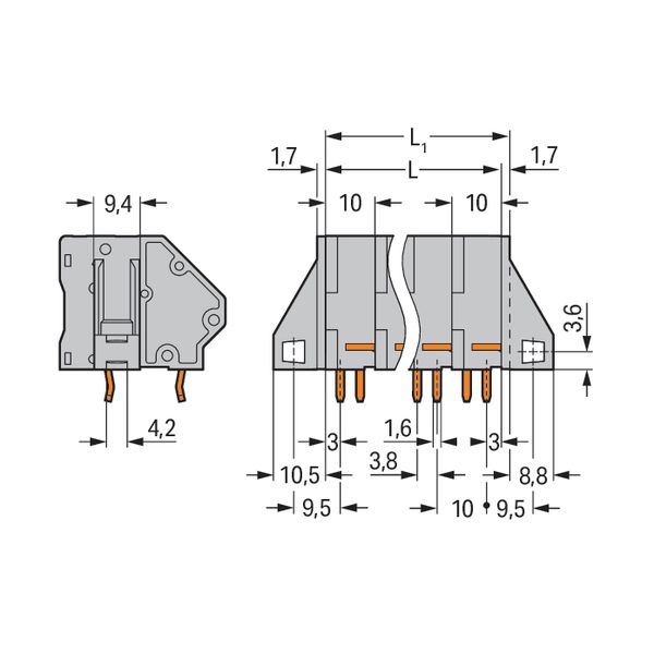 PCB terminal block 16 mm² Pin spacing 10 mm gray image 4