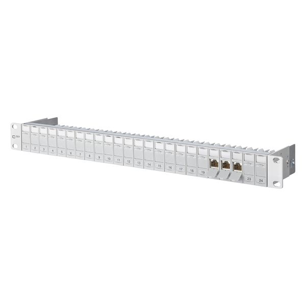 E-DAT modul 24x8(8) 1RU patch panel Cat.6A, light gray image 1