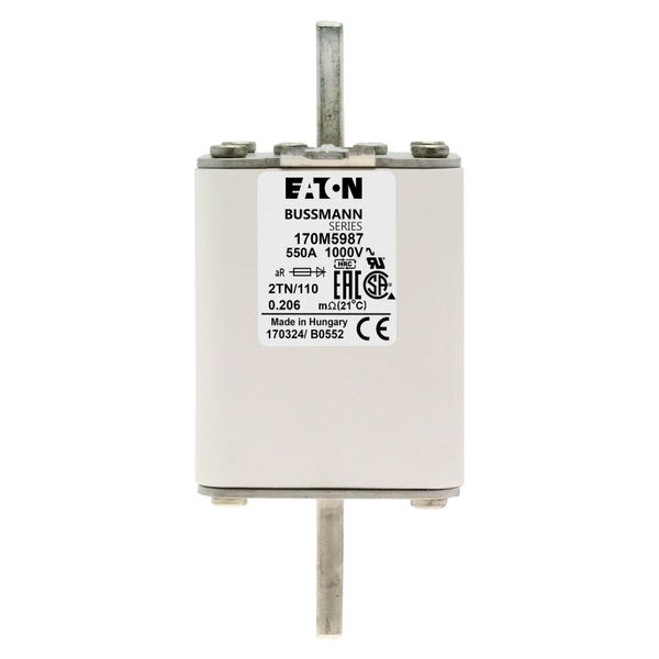 Fuse-link, high speed, 550 A, AC 1000 V, DIN 2, 59 x 75 x 138 mm, aR, DIN, IEC, single indicator image 16