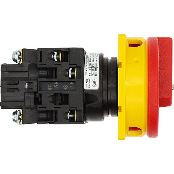 Main switch, T0, 20 A, flush mounting, 2 contact unit(s), 3 pole, Emergency switching off function, With red rotary handle and yellow locking ring, Lo image 40