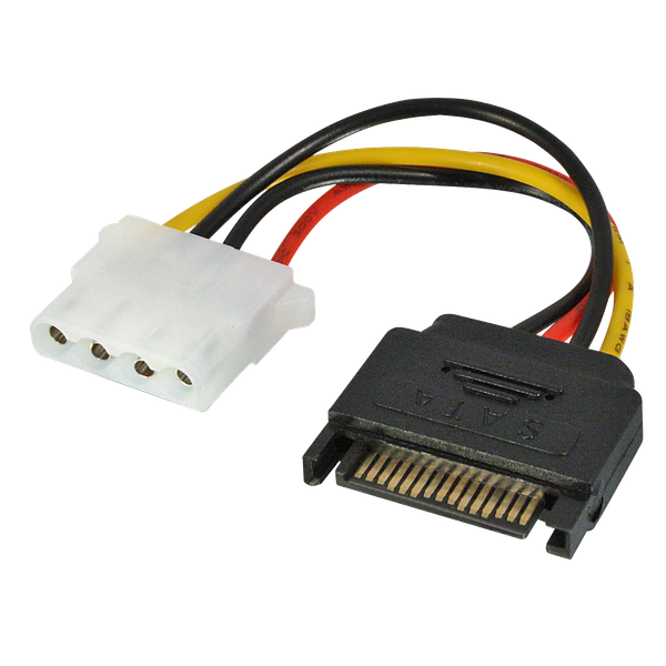 0.15m SATA Power to LP4 Power Cable Adapts SATA 15pin (Power) to LP4 image 1