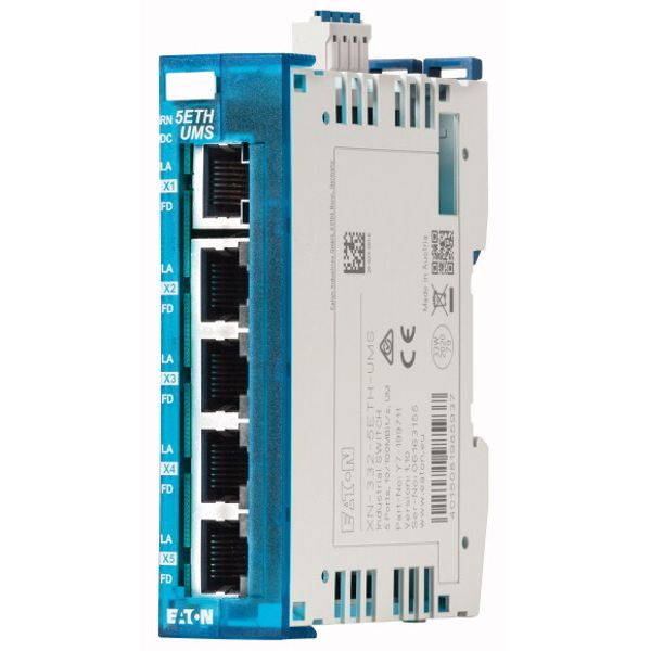 Stand alone Switch as slice module in the I/O system XN300, 24 V DC power supply, 5xEthernet 10/100Mbit/s image 2