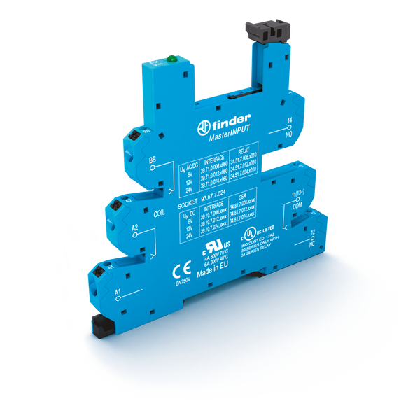 Push-IN socket 6+12+24VUC for 35mm.rail, 34.51/81 Master/input (93.67.7.024) image 1