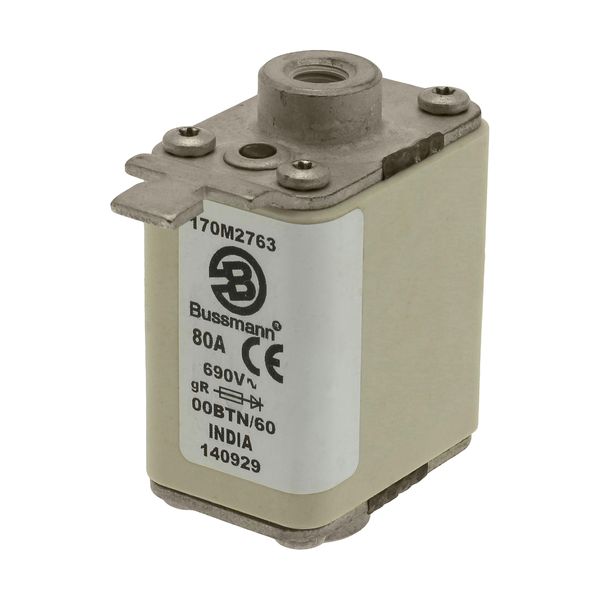 Fuse-link, high speed, 100 A, AC 690 V, size 00, 30 x 62 x 64 mm, aR, IEC, single indicator image 6