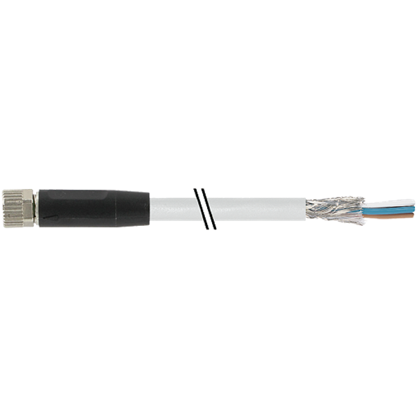 M8 fem. 0° A-cod. with cable PUR 4x0.34 shielded gy+drag-ch 5m image 1