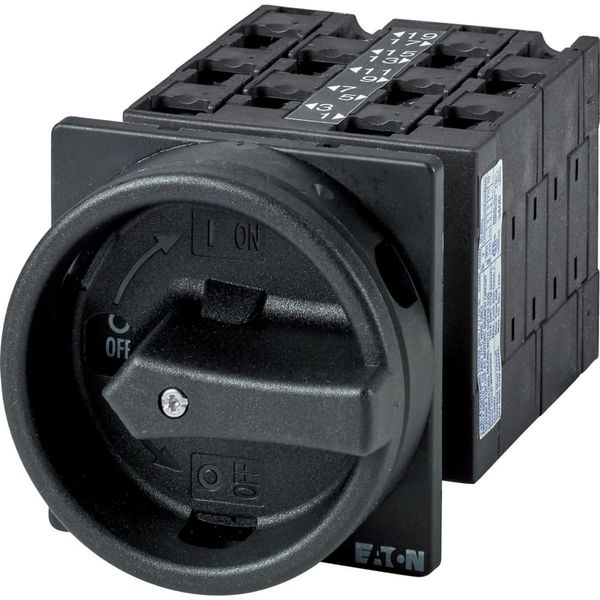 Main switch, T3, 32 A, flush mounting, 5 contact unit(s), 10-pole, STOP function, With black rotary handle and locking ring image 2
