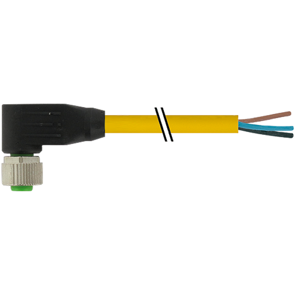 M12 female 90° A-cod. with cable TPE 4x18AWG ye UL/CSA. ITC/PLTC 2m image 1