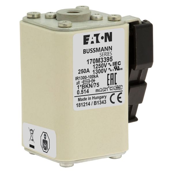 Fuse-link, high speed, 250 A, AC 1250 V, compact size 1, 45 x 59 x 75 mm, aR, IEC, UL, single indicator image 16