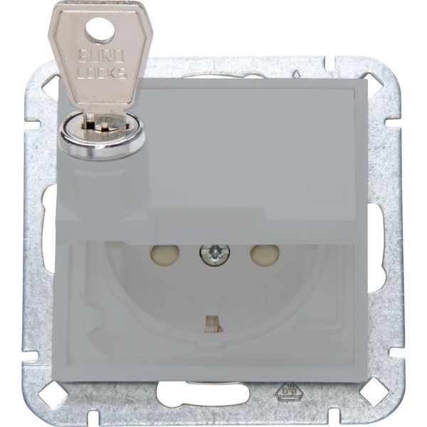 HK07 - Schutzkontakt-Steckdose, Klappdeckel, erhöhter Berührungsschutz, abschließbar, Farbe: grau matt image 1