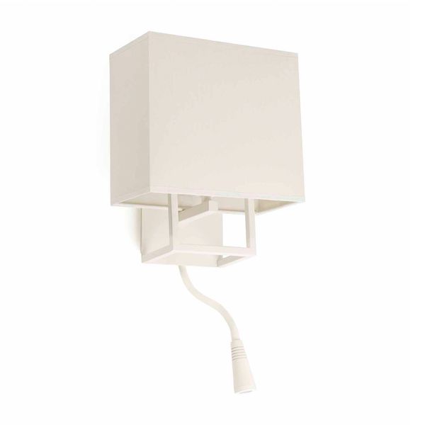 VESPER WHITE WALL LAMP WITH READER LED 1 X E14 20W image 1