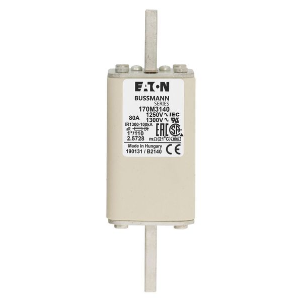 Fuse-link, high speed, 80 A, AC 1250 V, compact size 1, 45 x 45 x 138 mm, aR, DIN, IEC, single indicator image 4